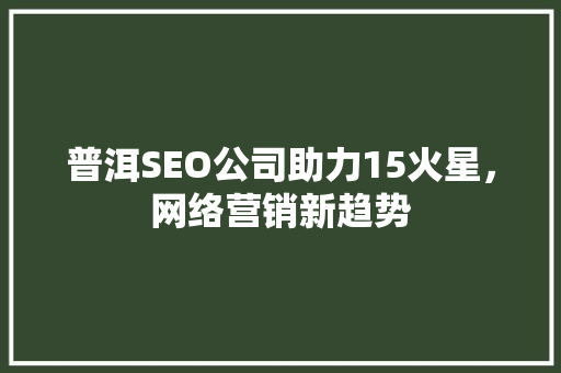 普洱SEO公司助力15火星，网络营销新趋势