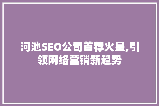 河池SEO公司首荐火星,引领网络营销新趋势