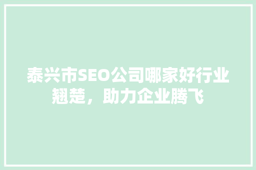 泰兴市SEO公司哪家好行业翘楚，助力企业腾飞