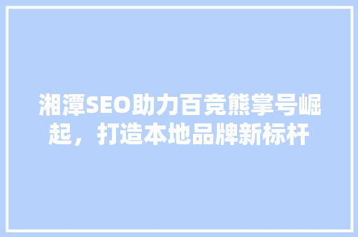 湘潭SEO助力百竞熊掌号崛起，打造本地品牌新标杆