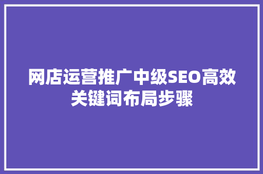 网店运营推广中级SEO高效关键词布局步骤