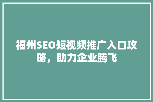 福州SEO短视频推广入口攻略，助力企业腾飞