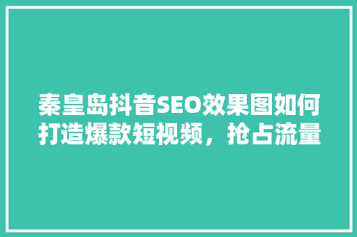秦皇岛抖音SEO效果图如何打造爆款短视频，抢占流量高地