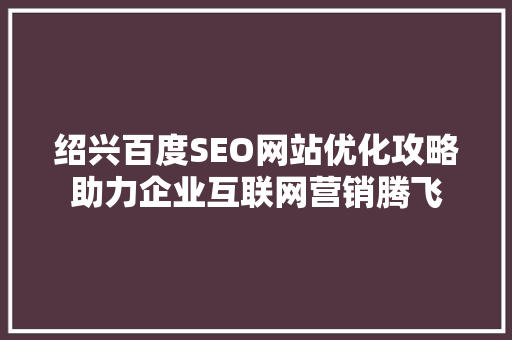 绍兴百度SEO网站优化攻略助力企业互联网营销腾飞
