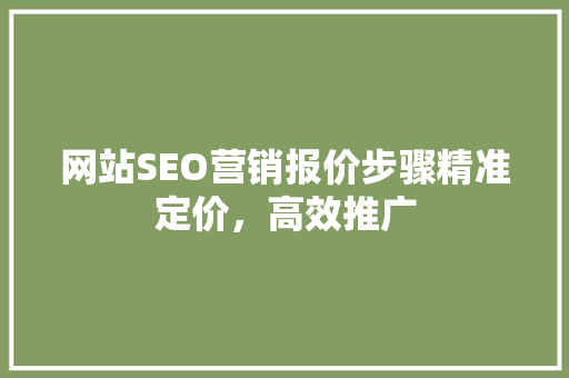 网站SEO营销报价步骤精准定价，高效推广