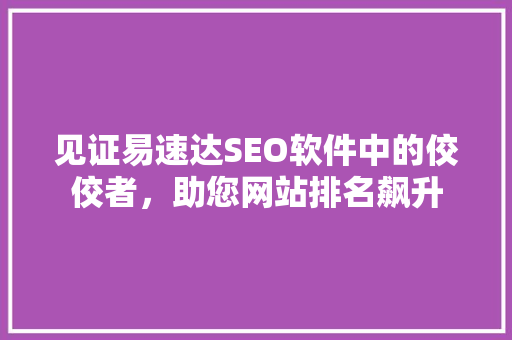 见证易速达SEO软件中的佼佼者，助您网站排名飙升