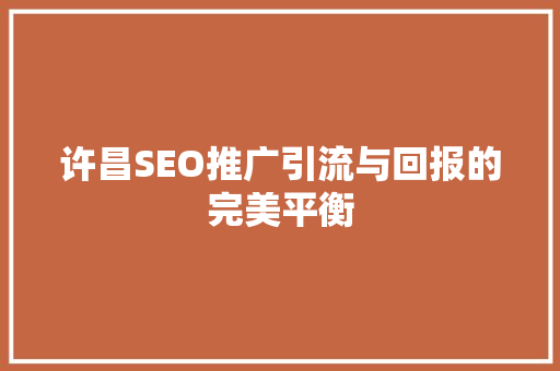 许昌SEO推广引流与回报的完美平衡