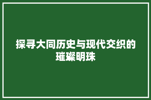 探寻大同历史与现代交织的璀璨明珠