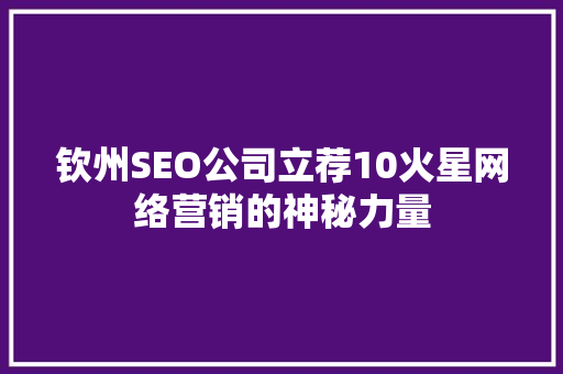钦州SEO公司立荐10火星网络营销的神秘力量