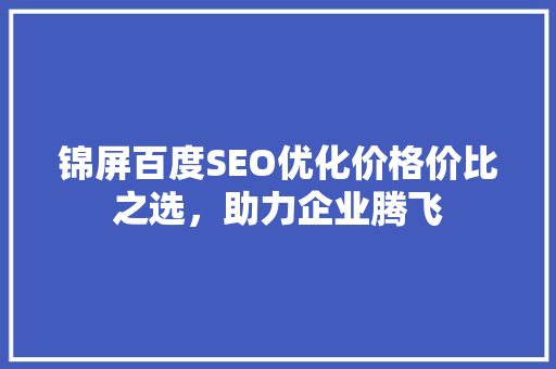 锦屏百度SEO优化价格价比之选，助力企业腾飞