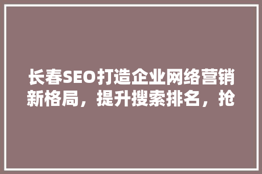 长春SEO打造企业网络营销新格局，提升搜索排名，抢占市场先机