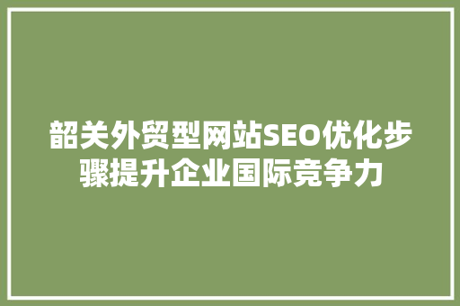 韶关外贸型网站SEO优化步骤提升企业国际竞争力