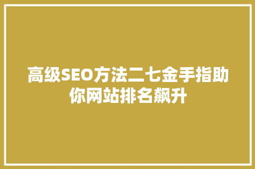 高级SEO方法二七金手指助你网站排名飙升