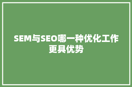 SEM与SEO哪一种优化工作更具优势  第1张
