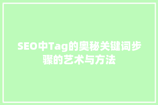 SEO中Tag的奥秘关键词步骤的艺术与方法