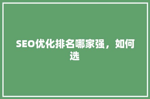 SEO优化排名哪家强，如何选