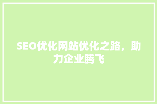 SEO优化网站优化之路，助力企业腾飞