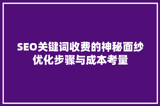 SEO关键词收费的神秘面纱优化步骤与成本考量  第1张