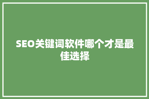 SEO关键词软件哪个才是最佳选择