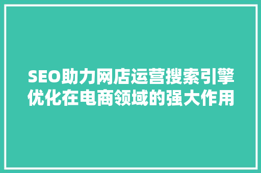 SEO助力网店运营搜索引擎优化在电商领域的强大作用
