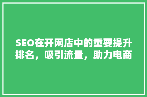 SEO在开网店中的重要提升排名，吸引流量，助力电商成功