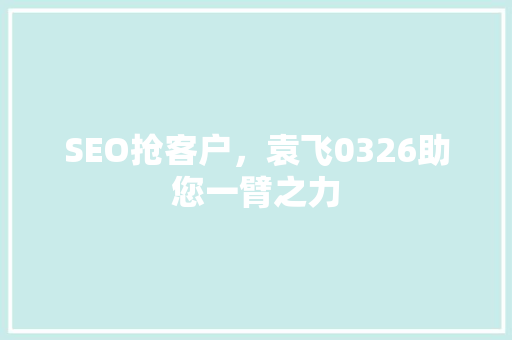 SEO抢客户，袁飞0326助您一臂之力