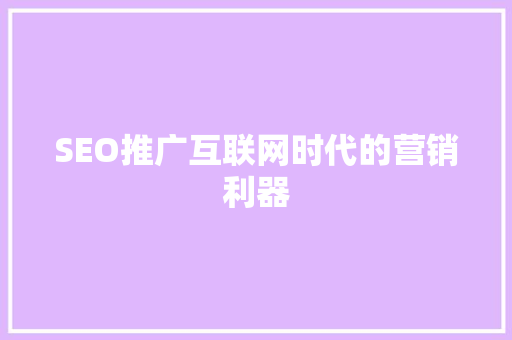 SEO推广互联网时代的营销利器
