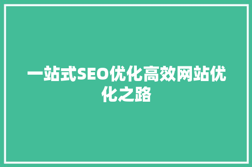 一站式SEO优化高效网站优化之路