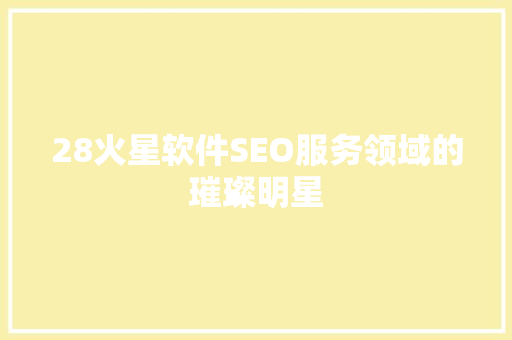 28火星软件SEO服务领域的璀璨明星