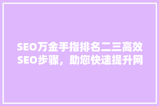 SEO万金手指排名二三高效SEO步骤，助您快速提升网站排名