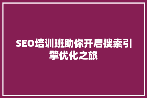 SEO培训班助你开启搜索引擎优化之旅  第1张
