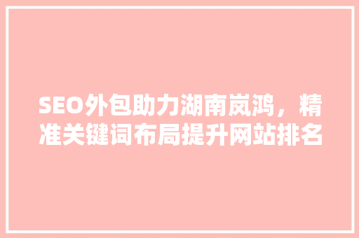 SEO外包助力湖南岚鸿，精准关键词布局提升网站排名