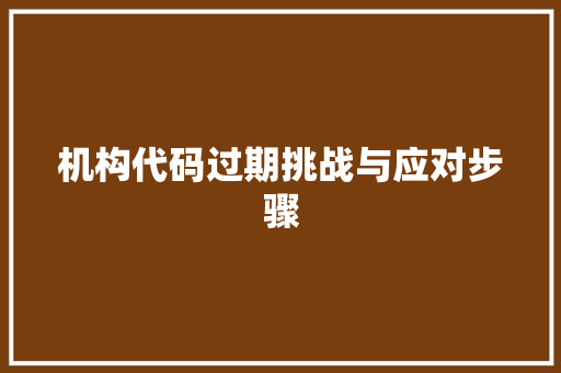 机构代码过期挑战与应对步骤