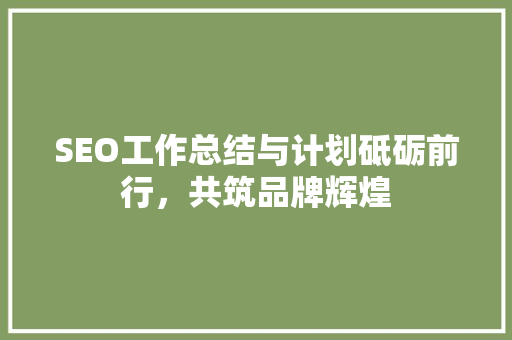 SEO工作总结与计划砥砺前行，共筑品牌辉煌