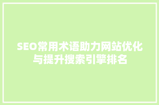 SEO常用术语助力网站优化与提升搜索引擎排名