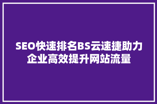 SEO快速排名BS云速捷助力企业高效提升网站流量