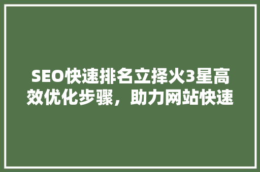 SEO快速排名立择火3星高效优化步骤，助力网站快速崛起