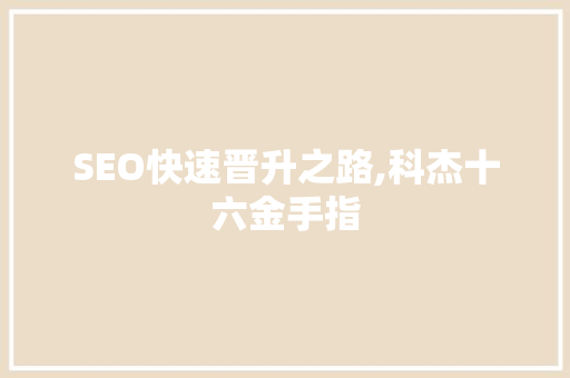 SEO快速晋升之路,科杰十六金手指