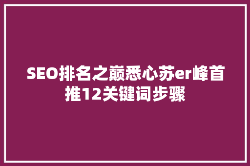 SEO排名之巅悉心苏er峰首推12关键词步骤