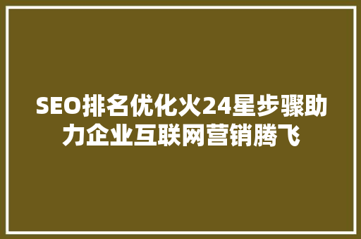 SEO排名优化火24星步骤助力企业互联网营销腾飞