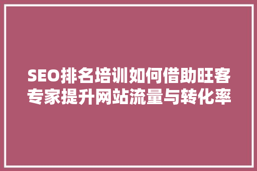 SEO排名培训如何借助旺客专家提升网站流量与转化率