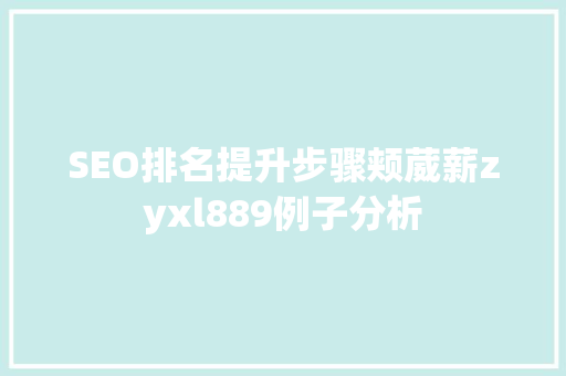 SEO排名提升步骤颊葳薪zyxl889例子分析