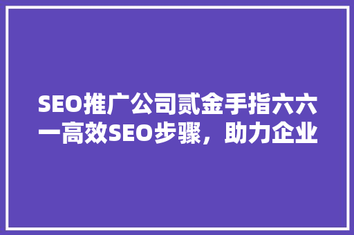 SEO推广公司贰金手指六六一高效SEO步骤，助力企业腾飞