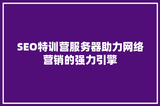 SEO特训营服务器助力网络营销的强力引擎