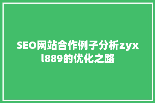 SEO网站合作例子分析zyxl889的优化之路