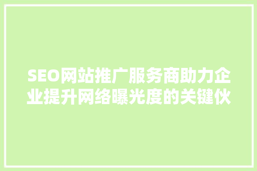 SEO网站推广服务商助力企业提升网络曝光度的关键伙伴