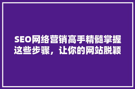 SEO网络营销高手精髓掌握这些步骤，让你的网站脱颖而出