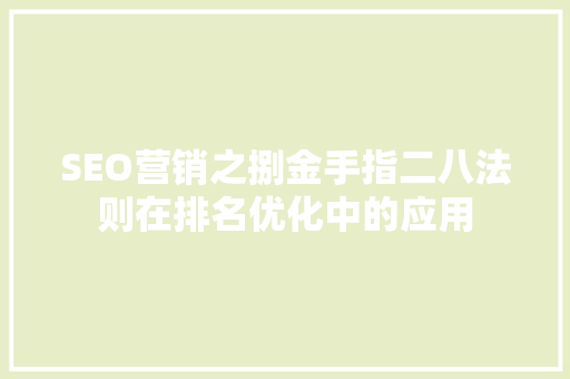 SEO营销之捌金手指二八法则在排名优化中的应用