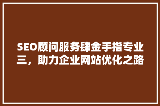 SEO顾问服务肆金手指专业三，助力企业网站优化之路