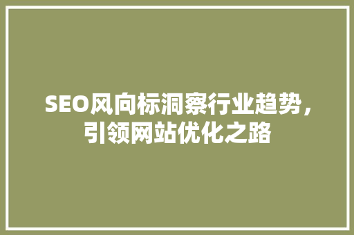 SEO风向标洞察行业趋势，引领网站优化之路